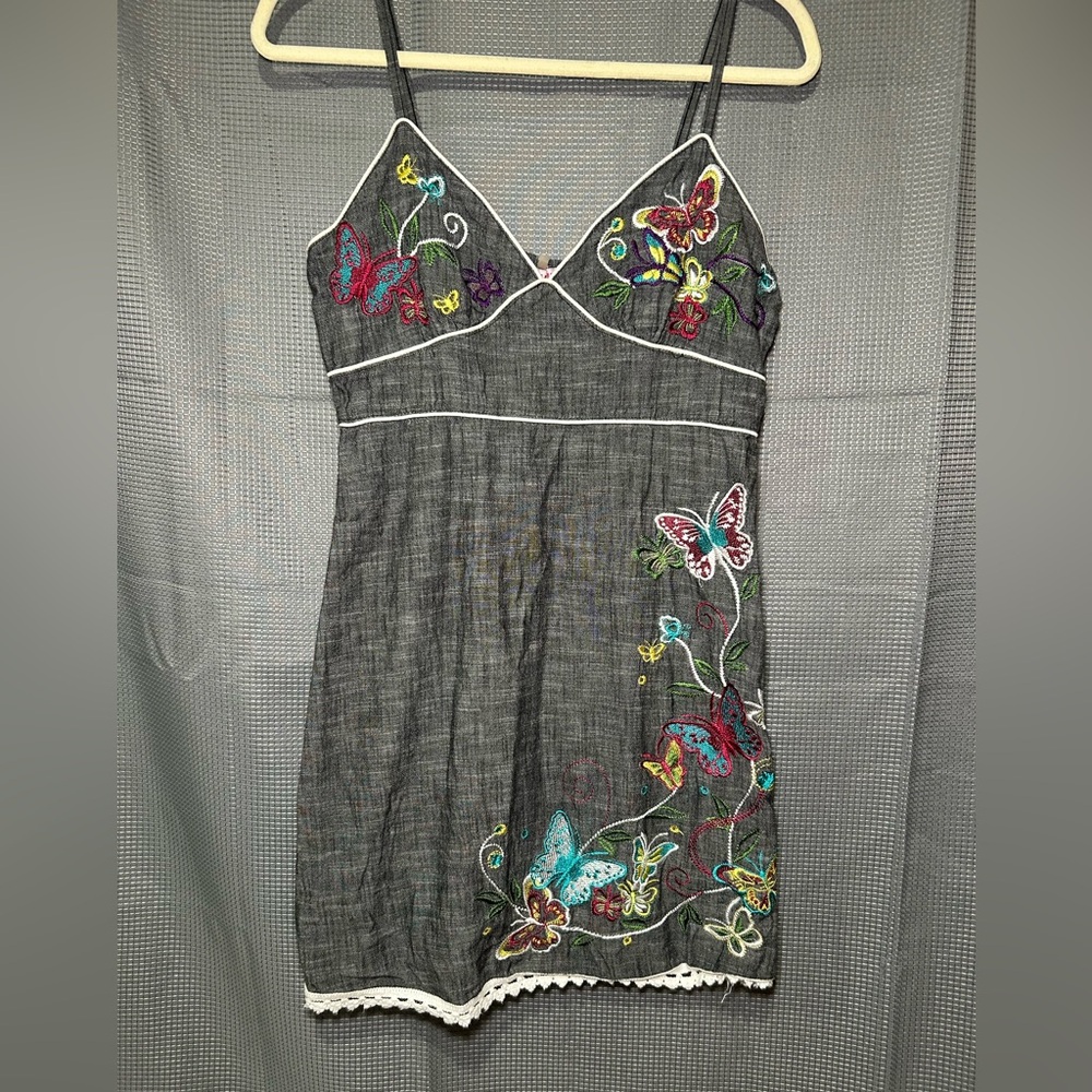 Kessley Embroidered Butterfly Chambray Dress